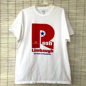 Rush Limbaugh 25 Years XL White T-Shirt EIB Conservative Talk Show